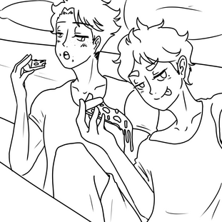 lineart waist up simple bg